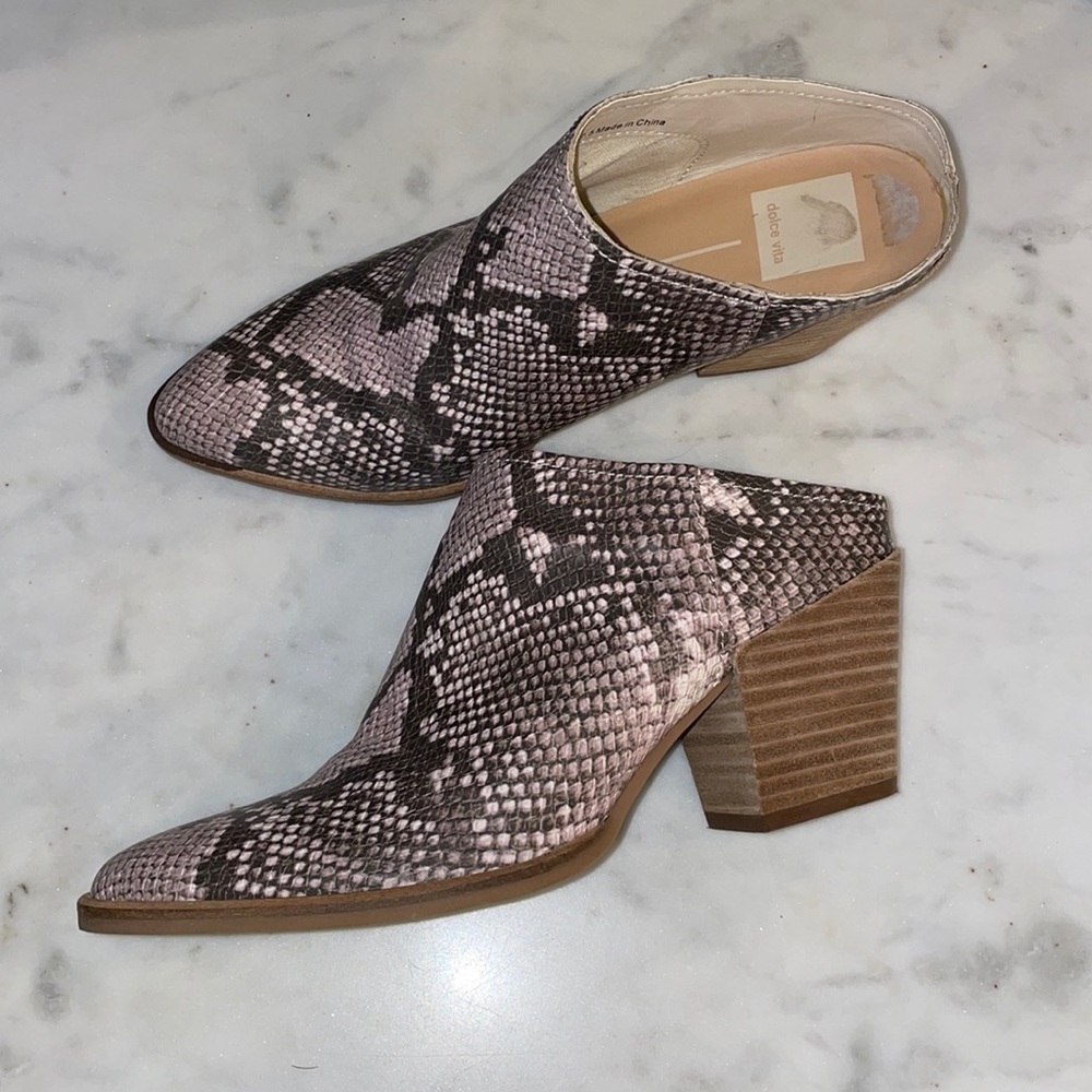 Dolce Vita Raven Snake Skin Mules
